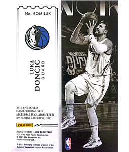 2020-21 Noir Luka Doncic Box Office Game Worn Used Patch 02/99