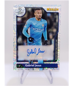 2022 Topps Merlin UEFA Gabriel Jesus Auto Speckle 097/150 Manchester City