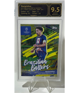 Marquinhos Brazilian Ballers 25/50 Topps Carnaval 2022-2023 Graduado Manafix 9.5